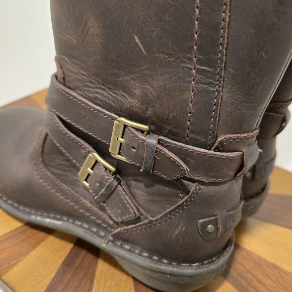 UGG Australia Rosen Riding Boots Brown Leather 7 Womens Wool Fur Lined Winter - Picture 7 of 15